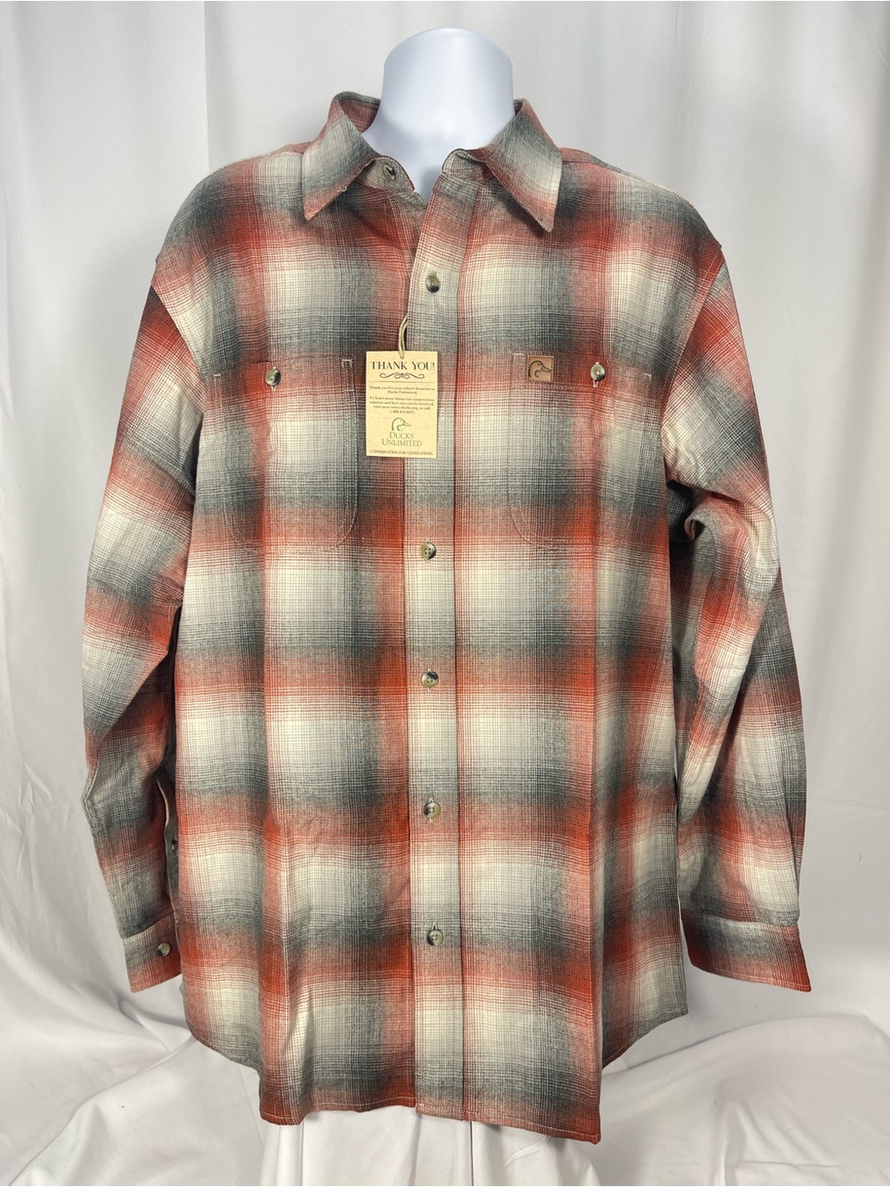 Ducks Unlimited Plaid Flannel Shirt in Red, Blk, Grey. Sz XL NWT Falll, Utility